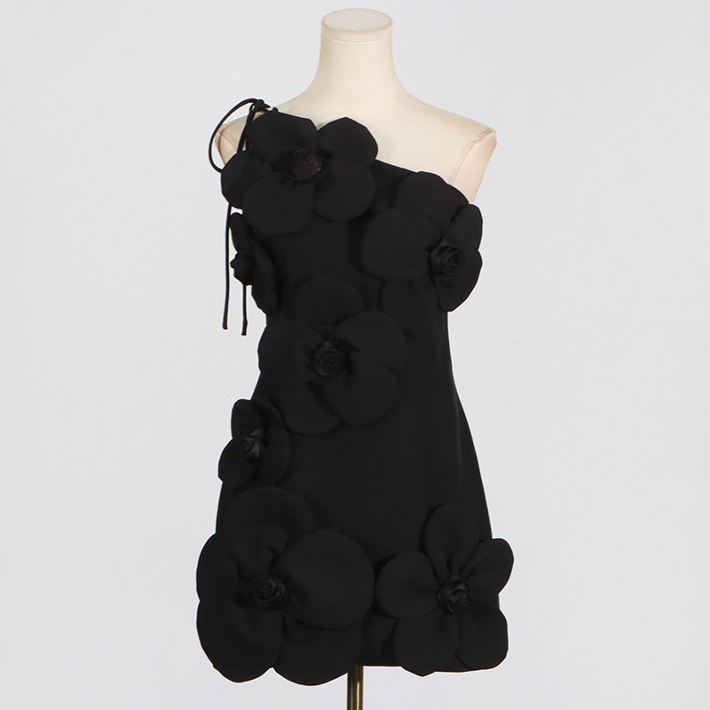 Splice flowers T-back pure France style dress for women
