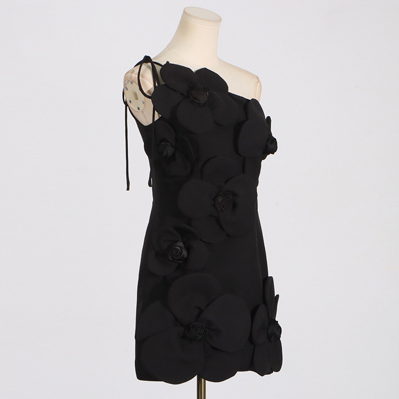 Splice flowers T-back pure France style dress for women