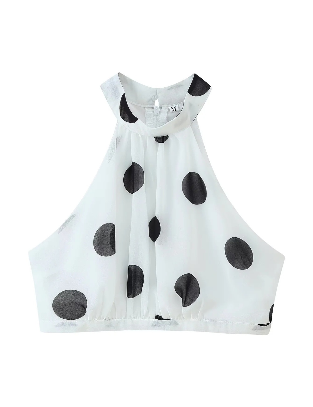 Polka dot high waist skirt lotus leaf vest a set for women