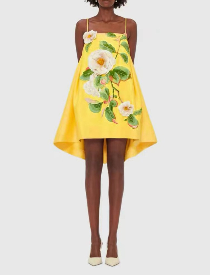 Embroidered flowers slim dress loose T-back for women
