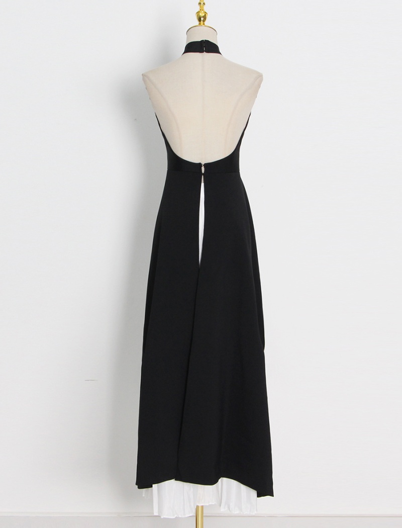 Round neck fashion pinched waist slim summer dress 2pcs set