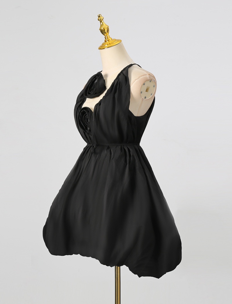 France style round neck T-back retro dress for women