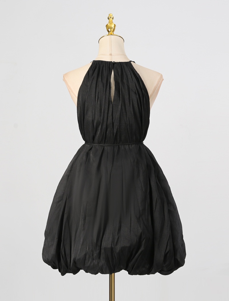 France style round neck T-back retro dress for women