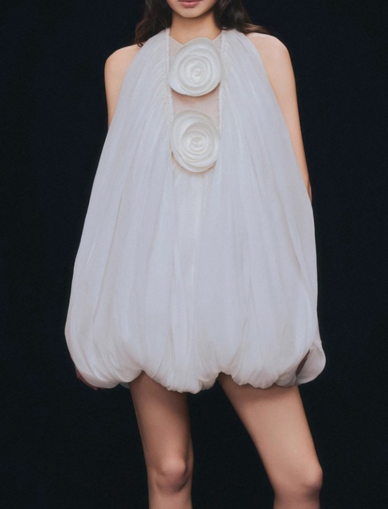 France style round neck T-back retro dress for women