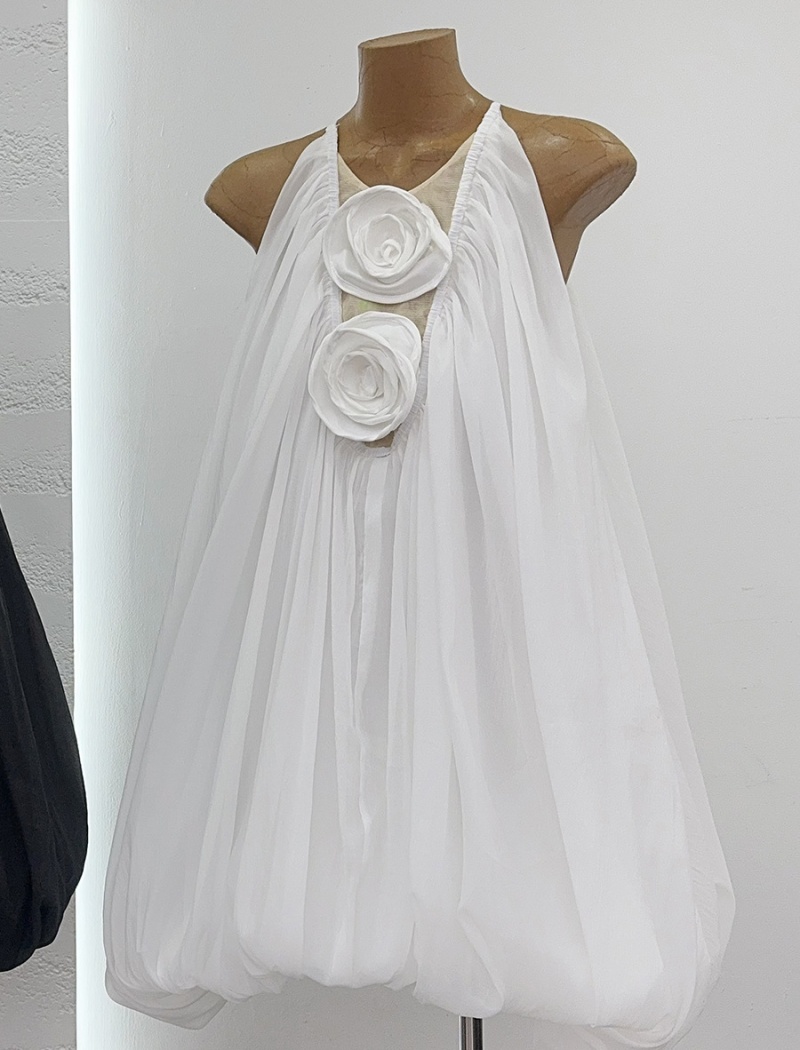 France style round neck T-back retro dress for women