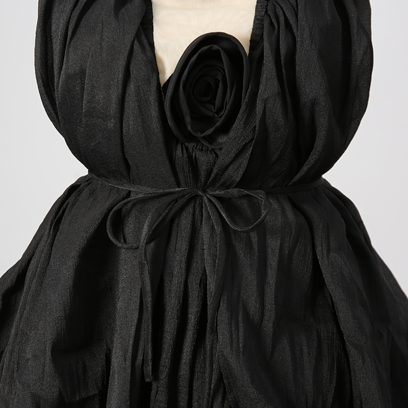 France style round neck T-back retro dress for women