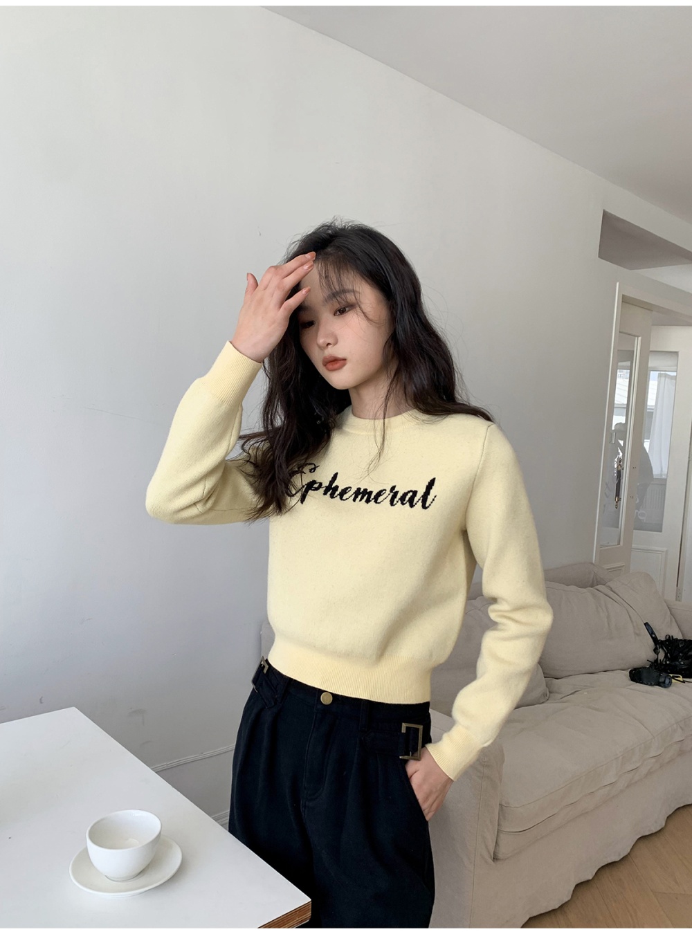 Retro loose knitted sweater spring and autumn slim tops