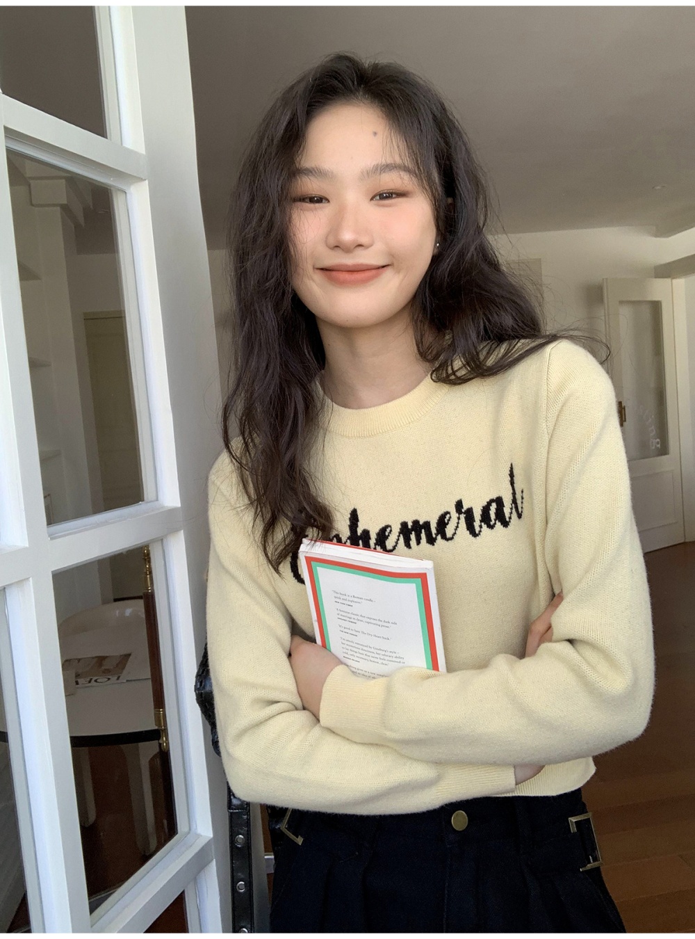 Retro loose knitted sweater spring and autumn slim tops
