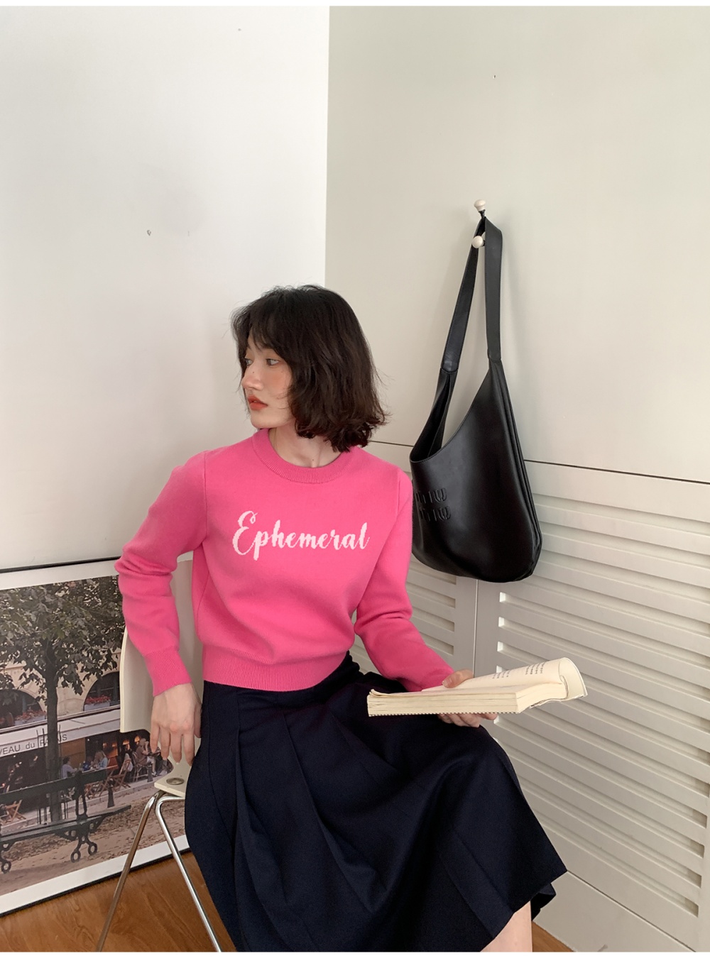 Retro loose knitted sweater spring and autumn slim tops