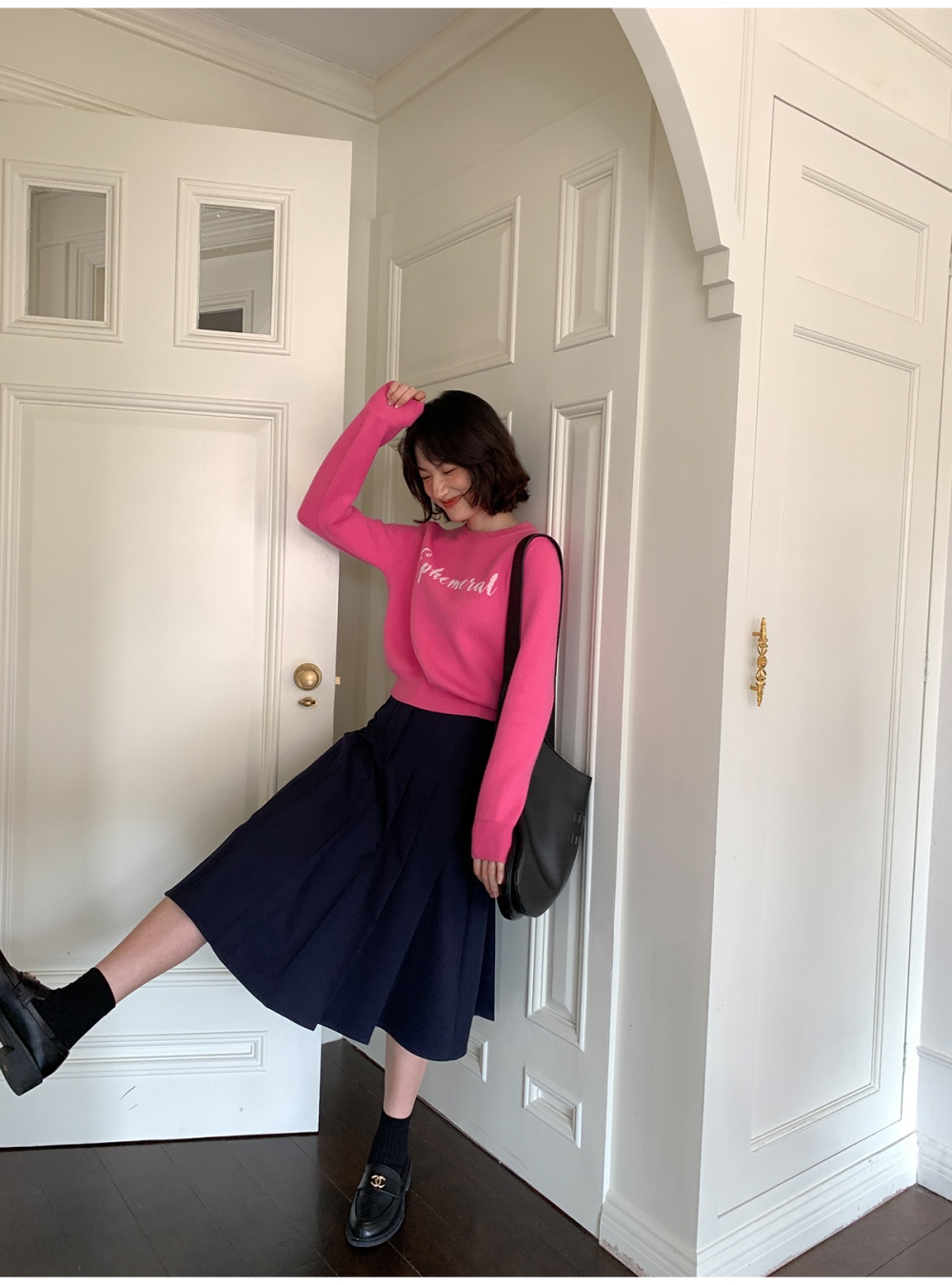 Retro loose knitted sweater spring and autumn slim tops