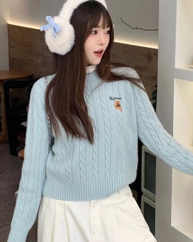 Autumn and winter embroidery sweater lazy tops for women