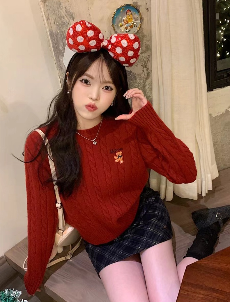 Autumn and winter embroidery sweater lazy tops for women