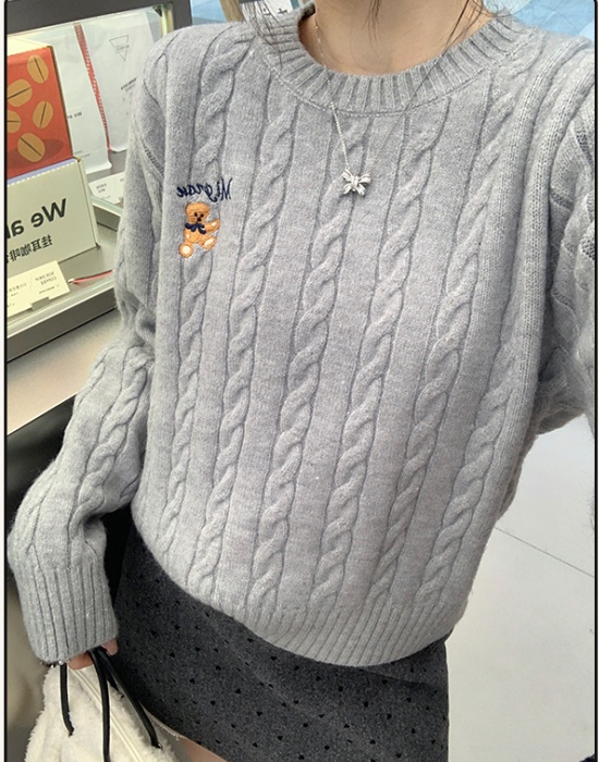 Autumn and winter embroidery sweater lazy tops for women