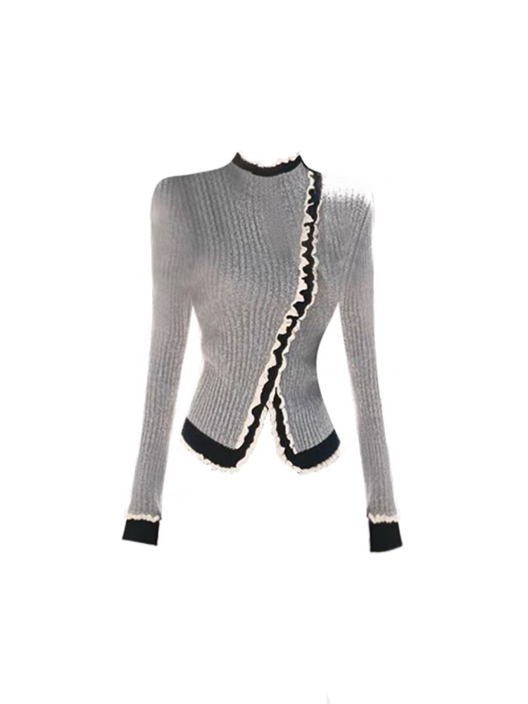 Knitted stripe tops Korean style temperament sweater