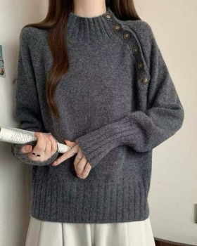 Half high collar sweater loose tops for women