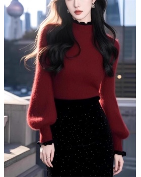 Christmas tops half high collar sweater for women
