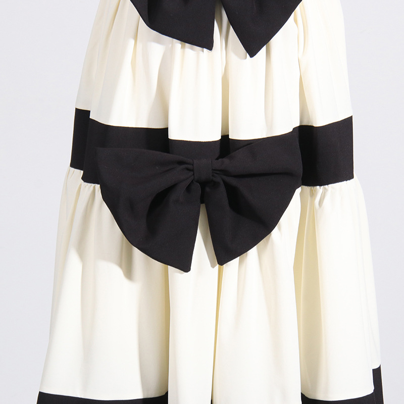 Fashion stripe big skirt mixed colors dress for women