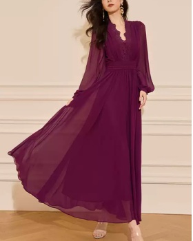 Drape splice long dress light luxury dress for women