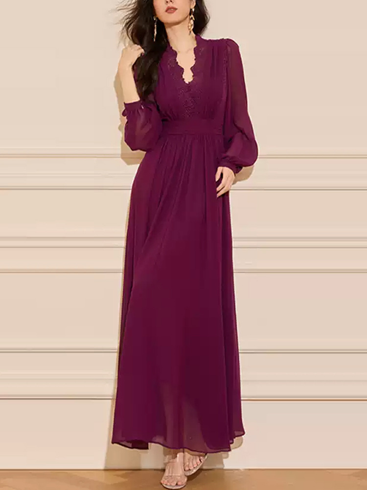 Drape splice long dress light luxury dress for women