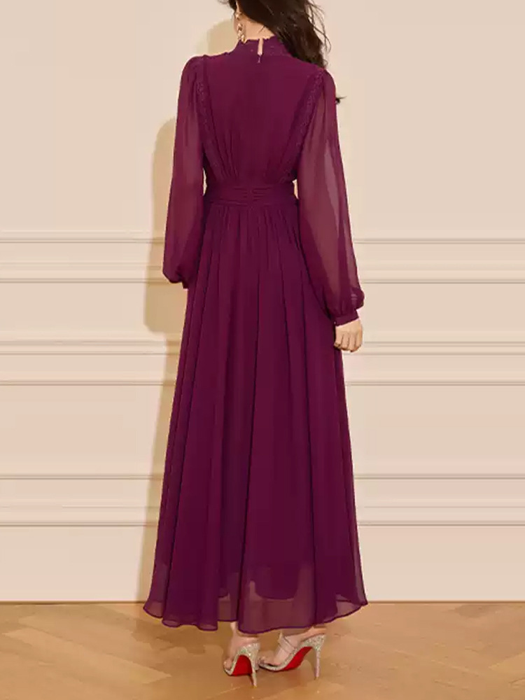Drape splice long dress light luxury dress for women