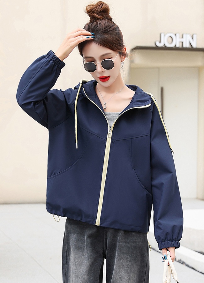 Simple Western style coat hooded Casual tops for women