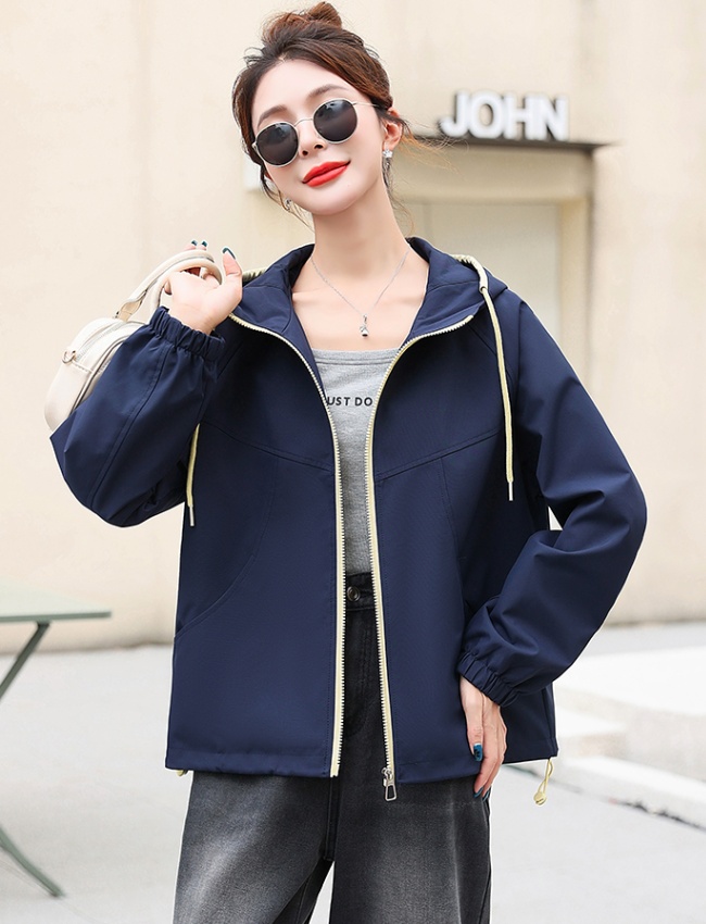Simple Western style coat hooded Casual tops for women