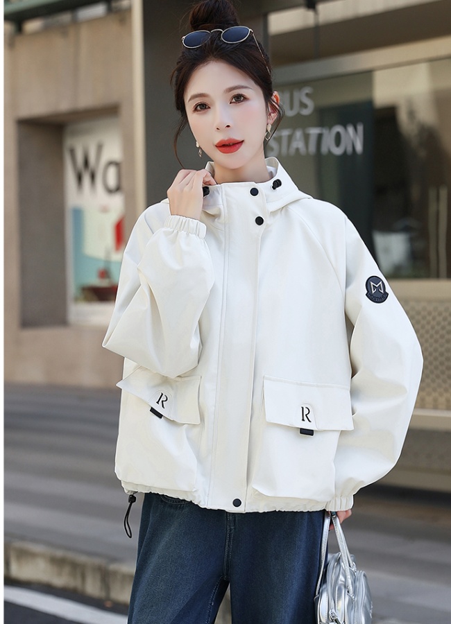 Autumn hooded tops short technical jacket for women