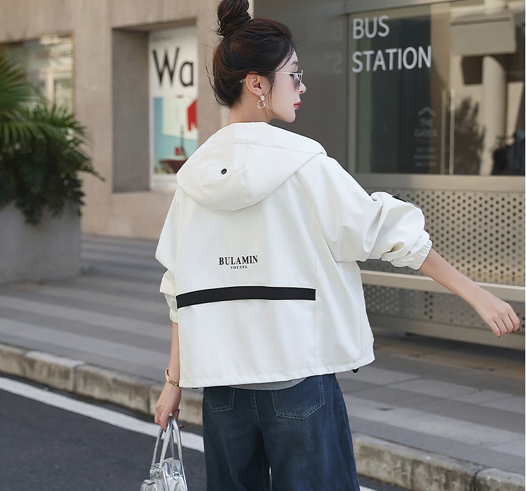 Autumn hooded tops short technical jacket for women