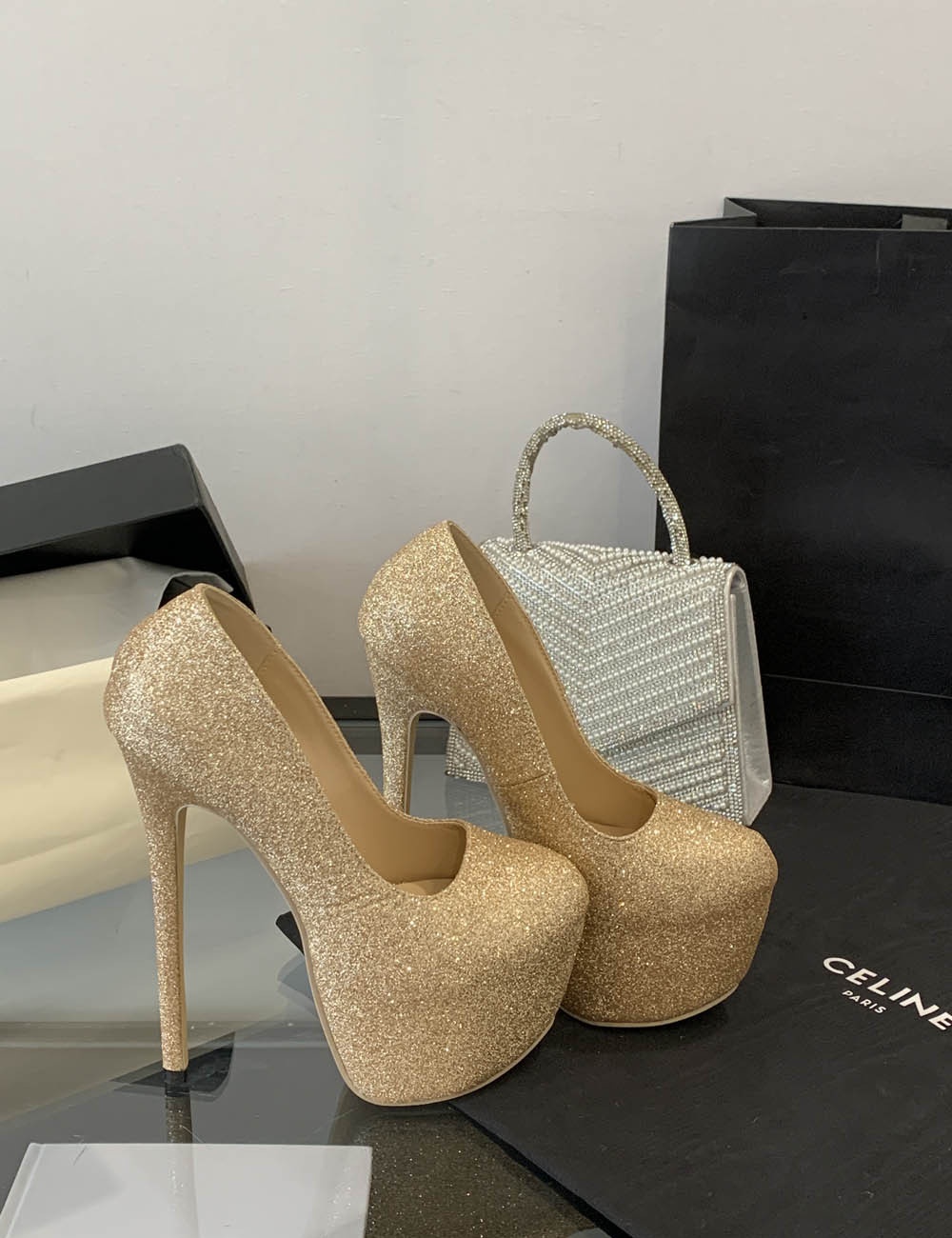 Fine-root high-heeled shoes platform for women