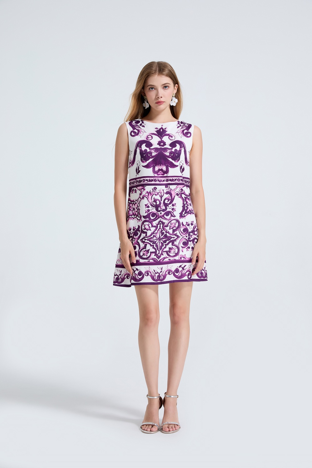 Slim European style dress printing sleeveless T-back