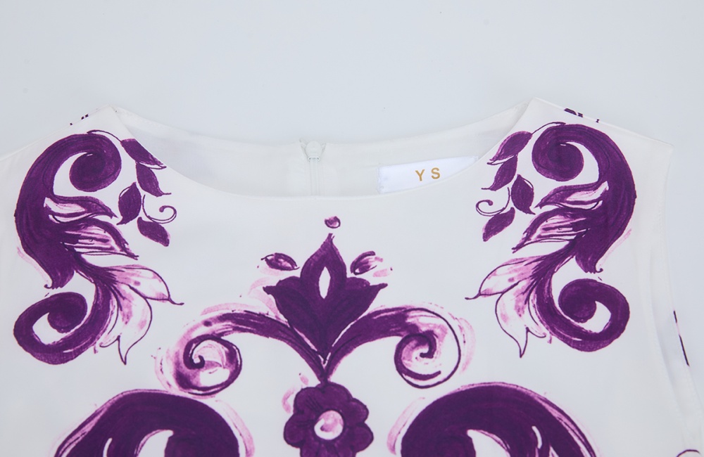 Slim European style dress printing sleeveless T-back