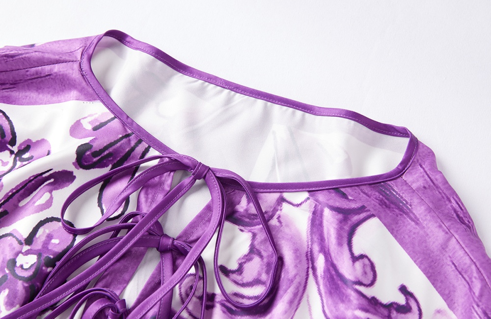 Loose bow purple bandage big skirt bat summer dress
