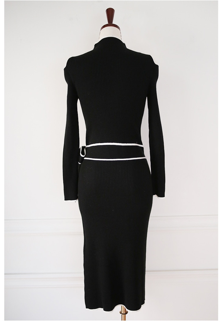 Winter high collar Korean style frenum thick strapless dress