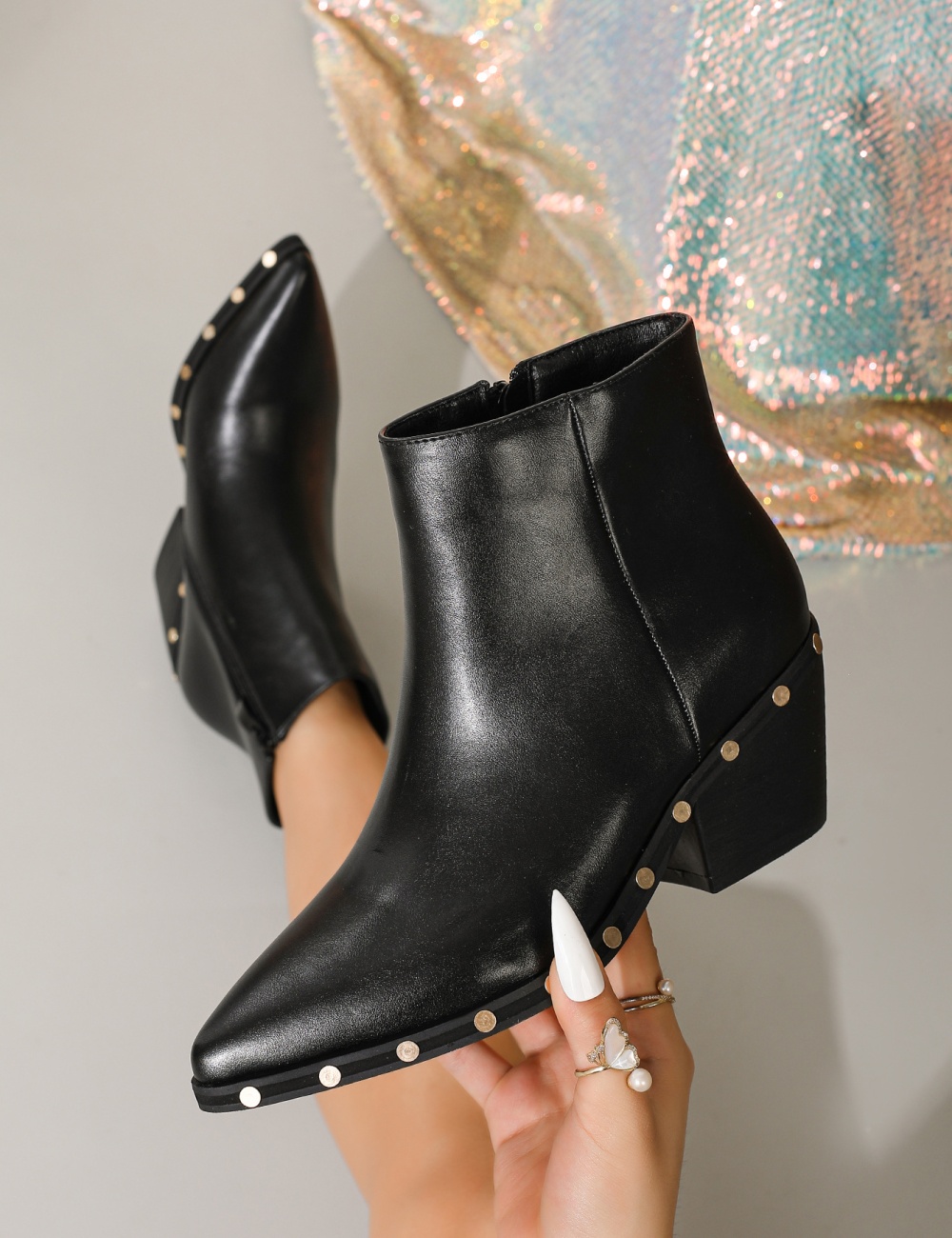 Fashion slim boots simple pointed short boots for women