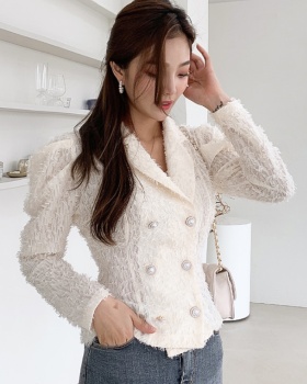 Spring chanelstyle tops pearl buckle niche jacket