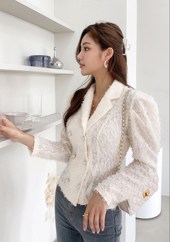 Spring chanelstyle tops pearl buckle niche jacket