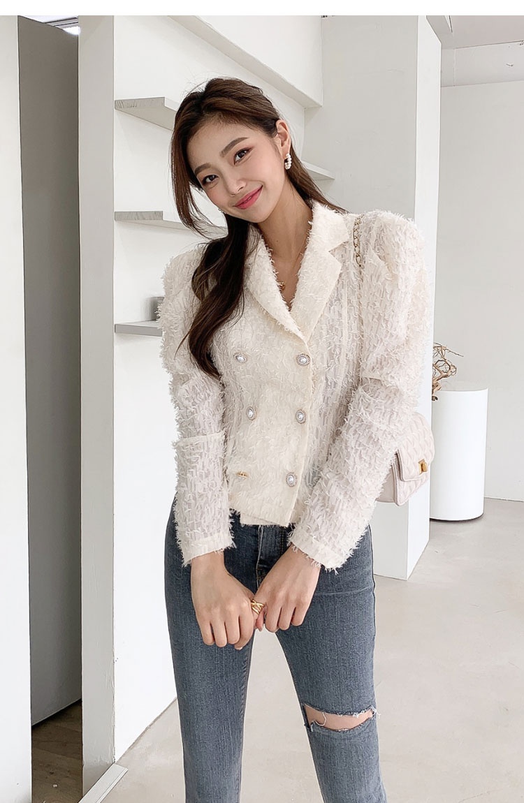 Spring chanelstyle tops pearl buckle niche jacket