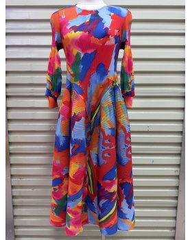 Printing autumn long dress France style dress for women