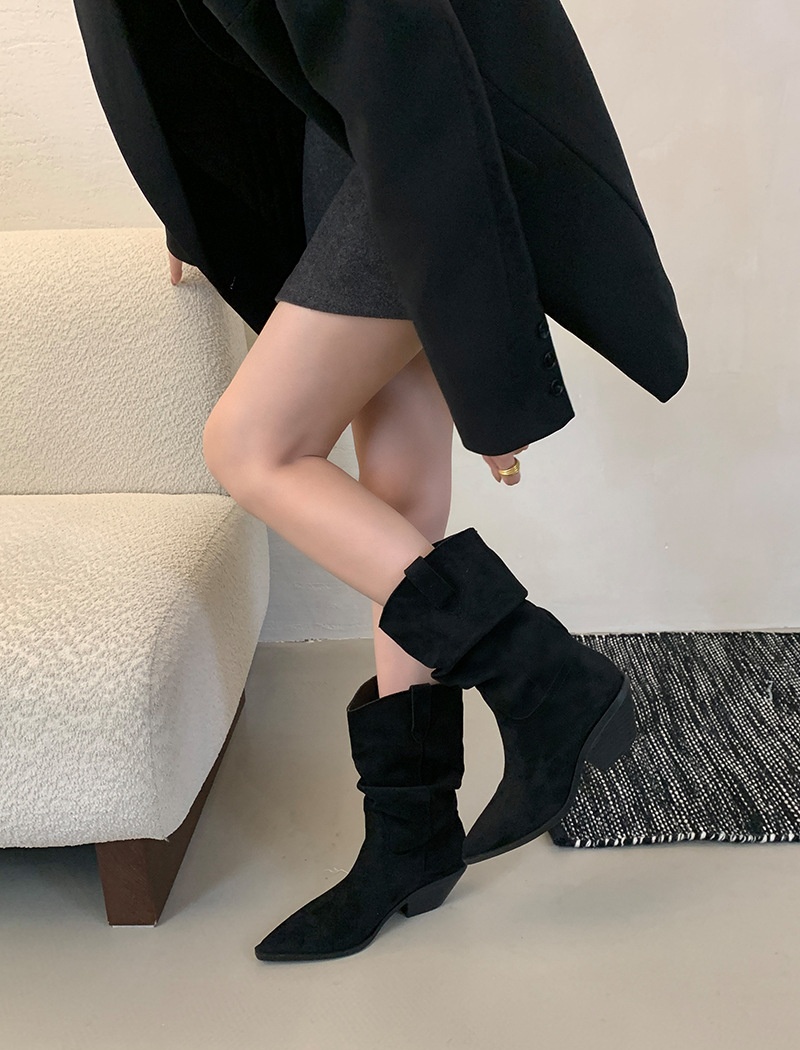 Thick fashion pointed boots cozy all-match short boots