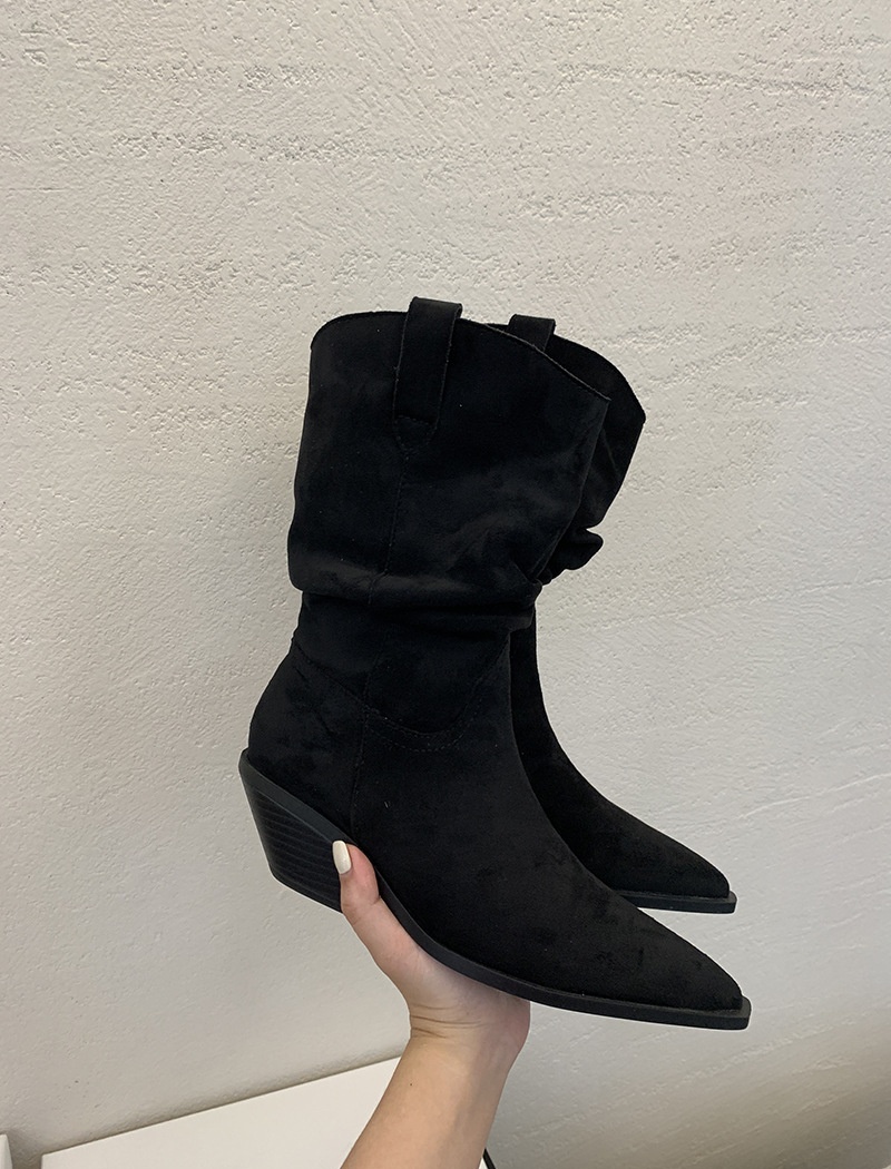 Thick fashion pointed boots cozy all-match short boots