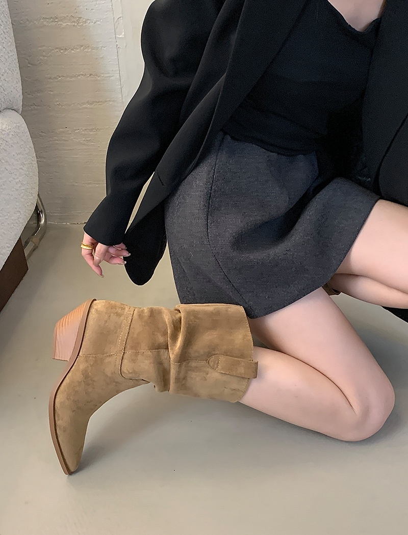 Thick fashion pointed boots cozy all-match short boots