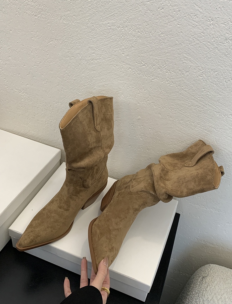 Thick fashion pointed boots cozy all-match short boots