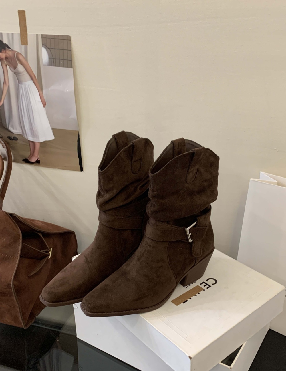 Pointed denim half Boots autumn and winter boots for women