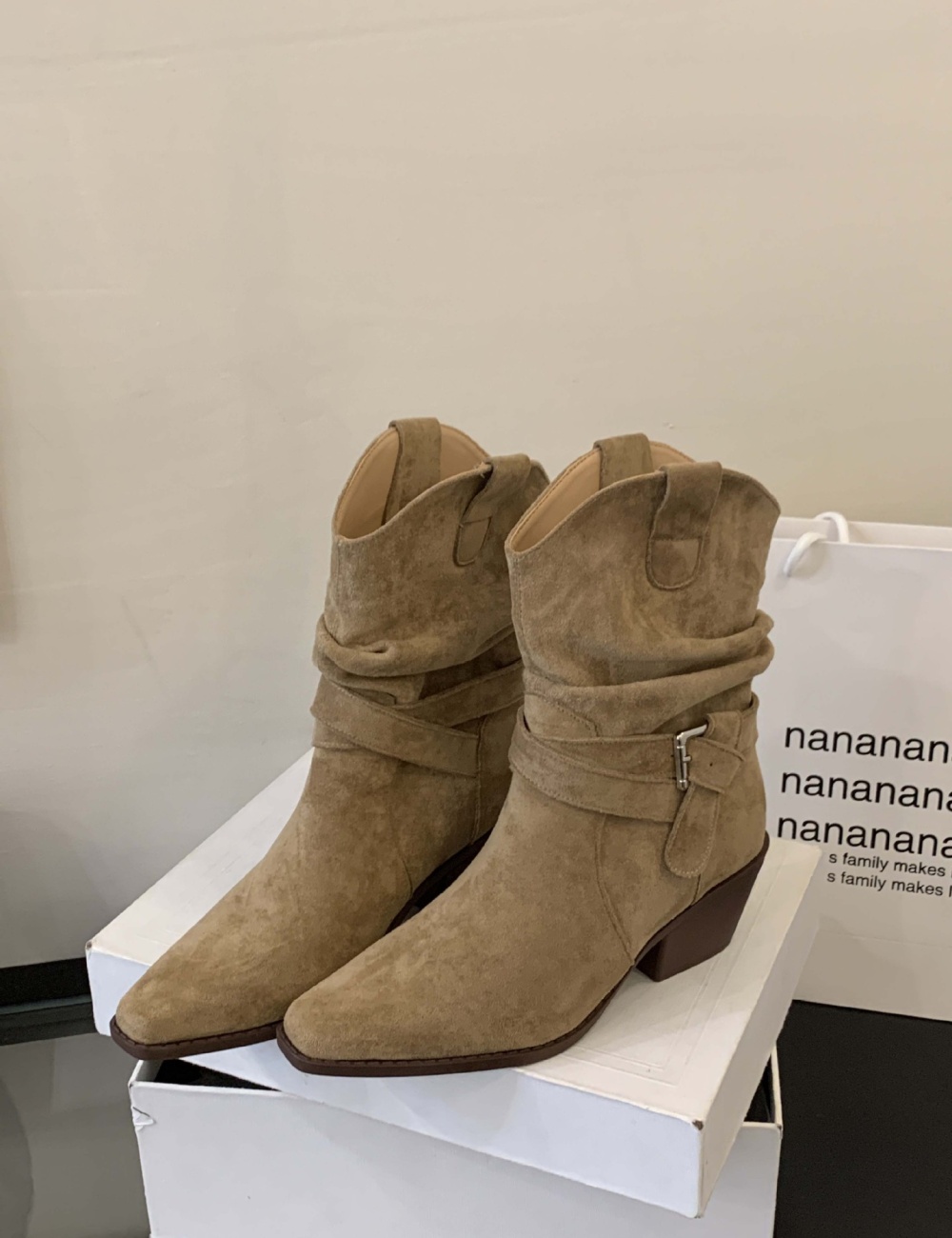 Pointed denim half Boots autumn and winter boots for women