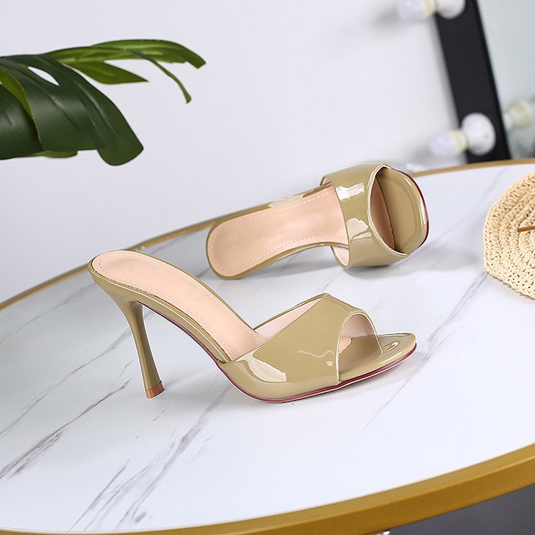 Summer temperament patent leather sexy slippers for women