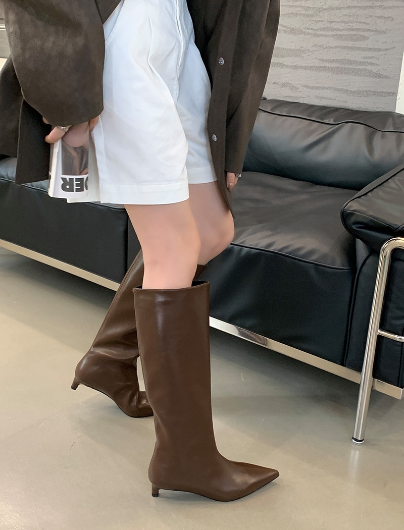 Pointed fashion thigh boots not exceed knee stilettos
