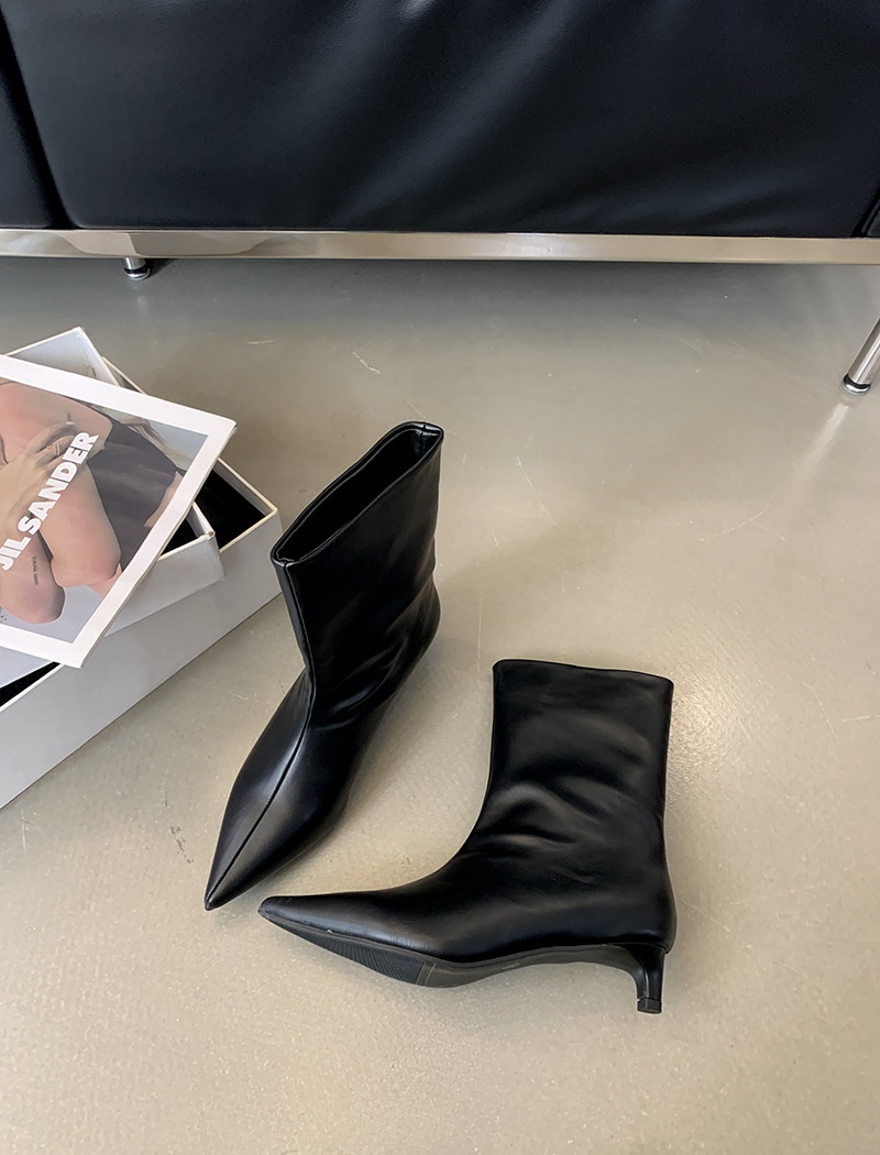 Simple cozy all-match short boots pointed temperament boots