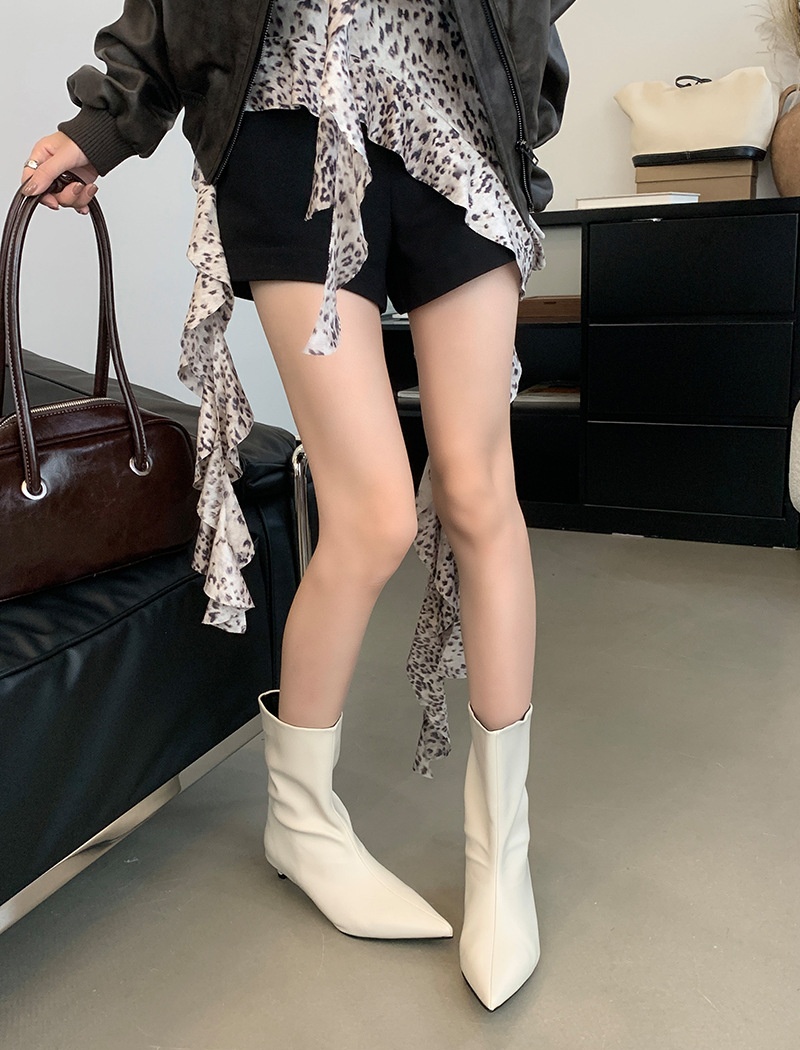 Simple cozy all-match short boots pointed temperament boots