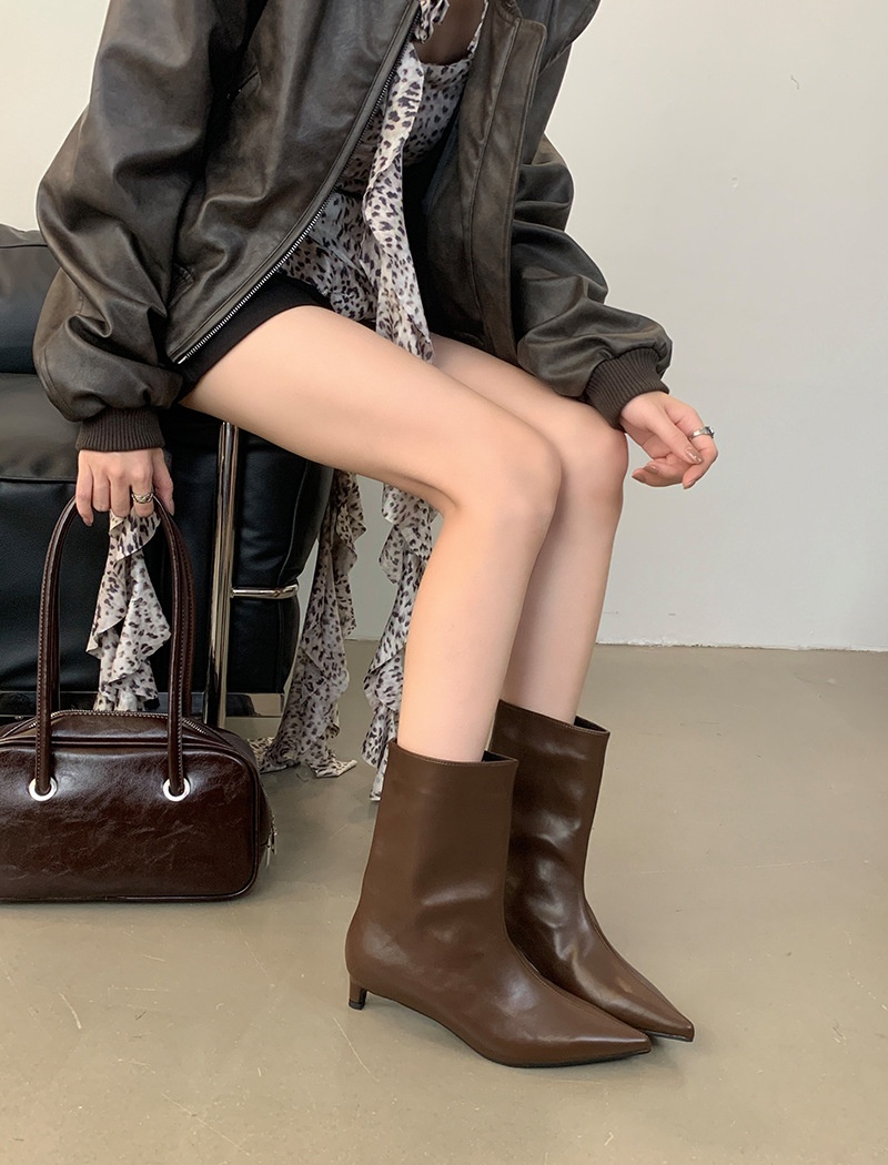 Simple cozy all-match short boots pointed temperament boots