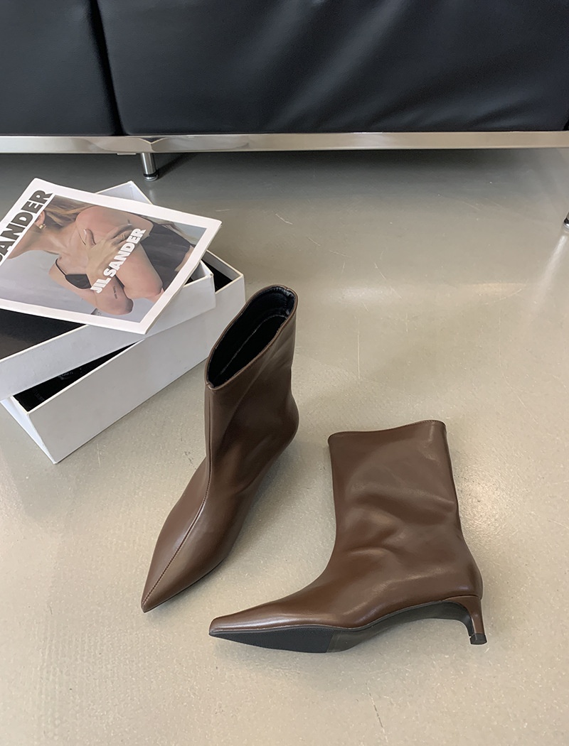 Simple cozy all-match short boots pointed temperament boots